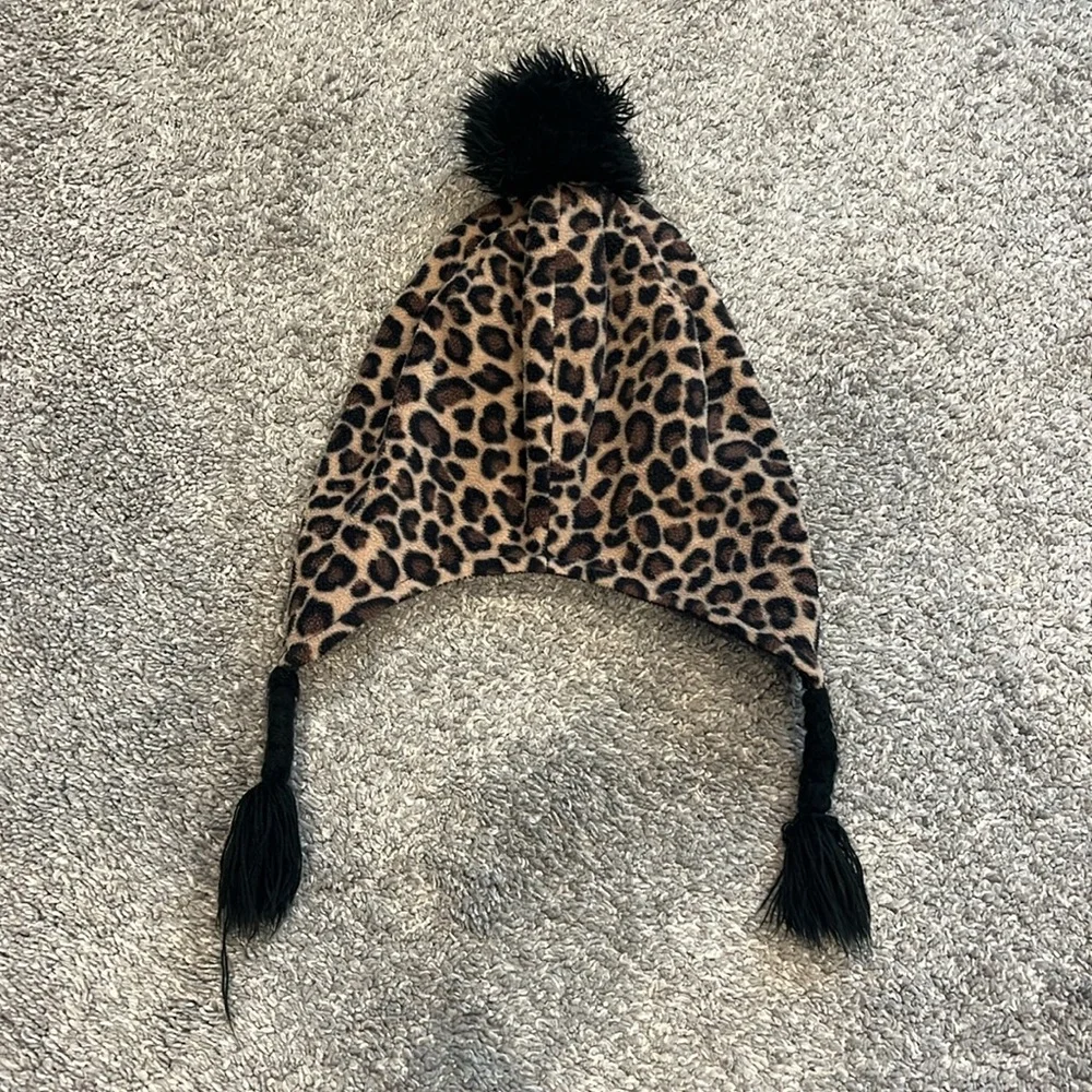 Leopard Print Fleece Hat for Girls